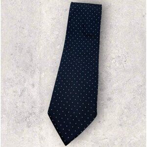 MOSCHINO Silk Tie ITALY Navy Blue Polka Dot W:4.1" EUC